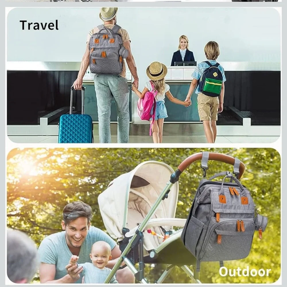 Baby‎ Diaper Bag Backpack - 7-in 1-Gray